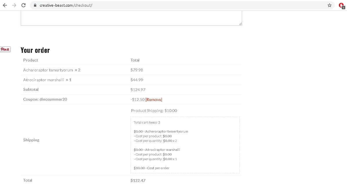 Creative Beast checkout page showing Creative Beast promo code box | Screenshot taken by SimplyCodes community member on May 22, 2020