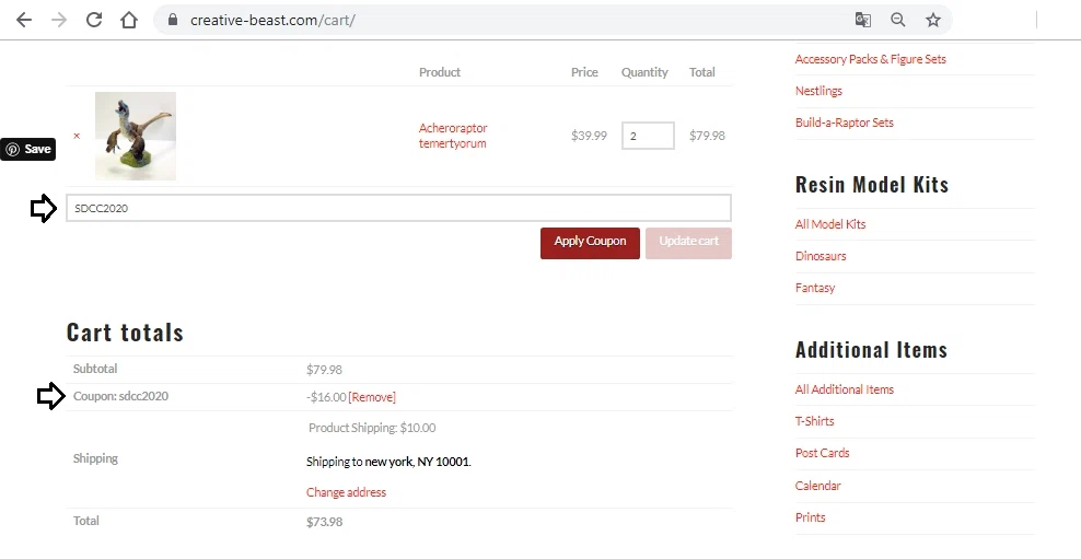 Creative Beast checkout page showing Creative Beast promo code box | Screenshot taken by SimplyCodes community member on Jul 23, 2020
