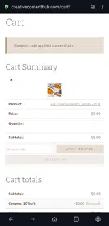 10%off coupon verification screenshot