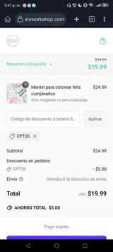 Creative Crayons Workshop coupon verification screenshot