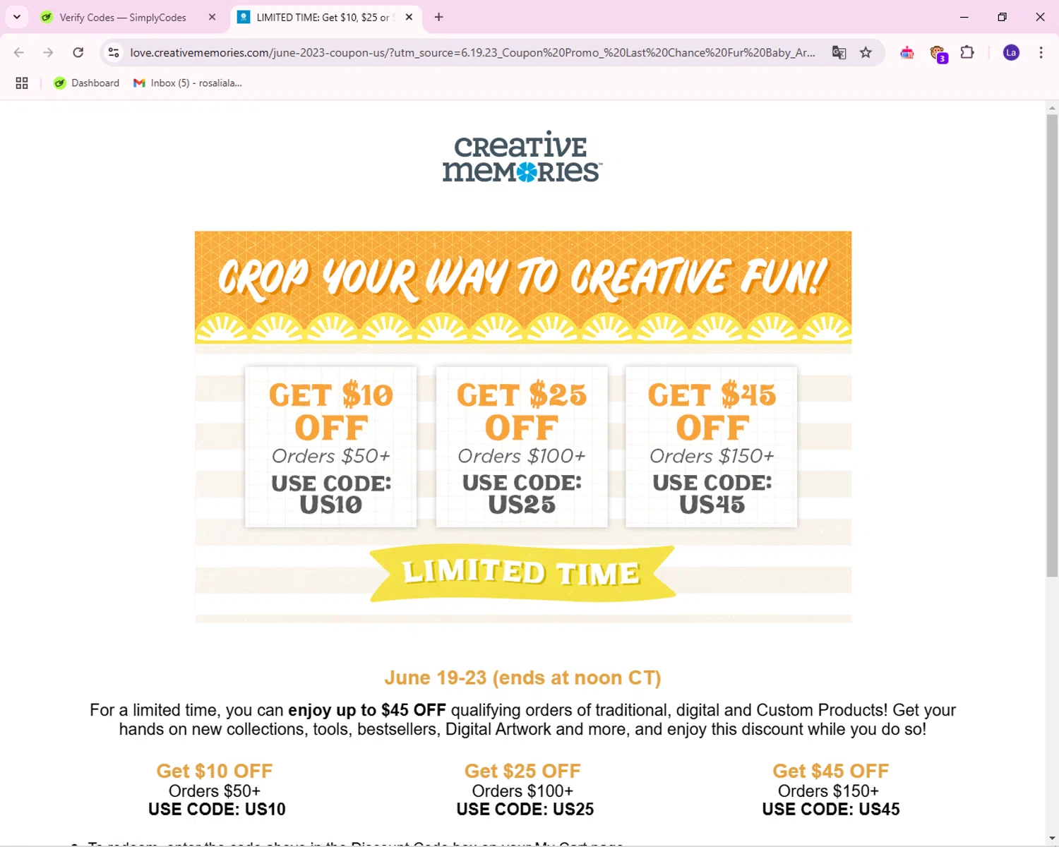 how to use Creative Memories coupons