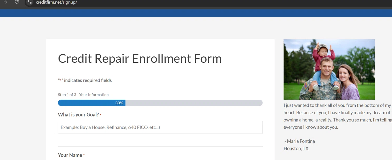 Credit Firm promo code screenshot showing code 1997PRICE applied at Credit Firm checkout page. Uploaded by SimplyCodes community member LieutenantGhost on Apr 23, 2025