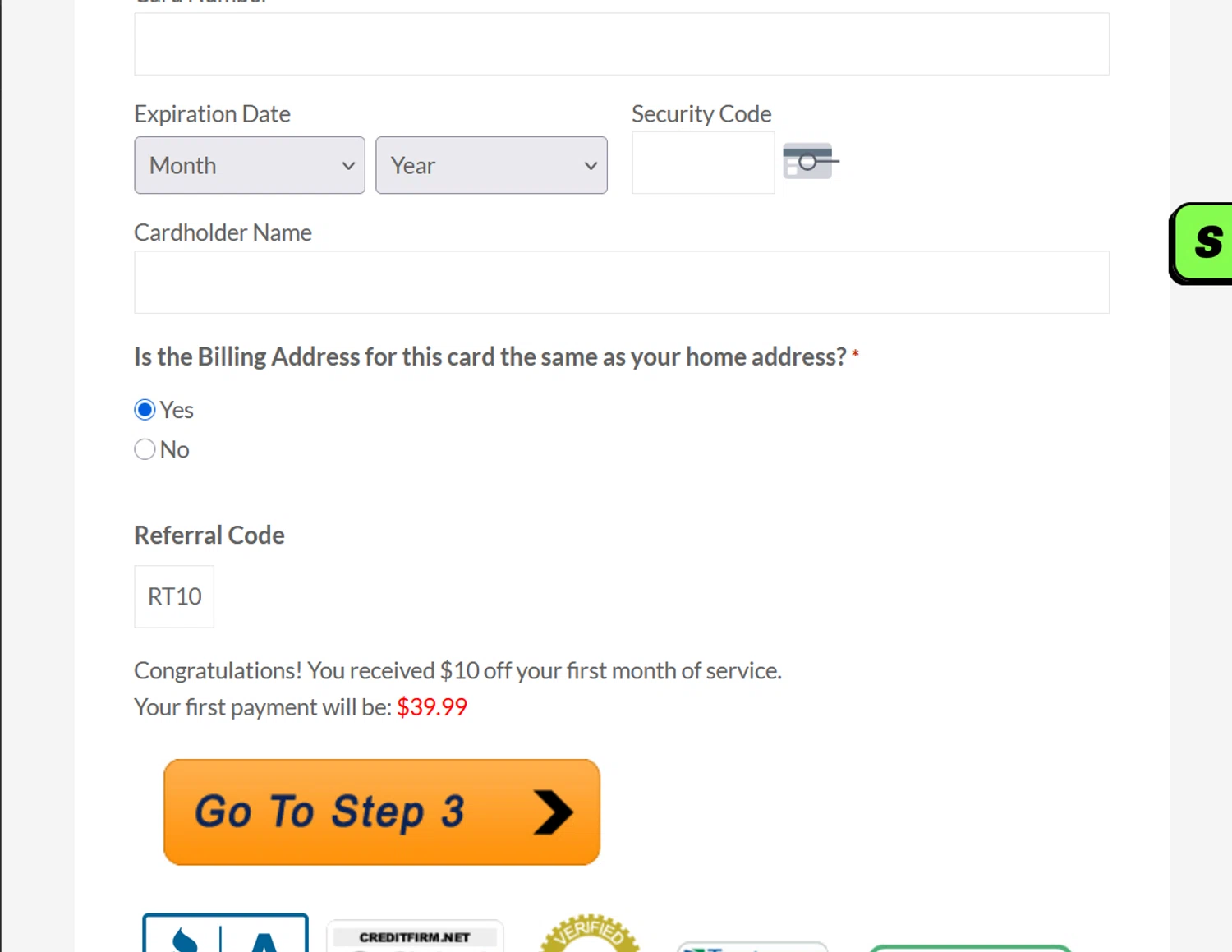 Credit Firm promo code screenshot showing code COUPERT10 applied at Credit Firm checkout page. Uploaded by SimplyCodes community member ValiantLion5897 on Aug 1, 2025