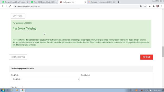Creedmoor Sports checkout page showing Creedmoor Sports promo code box | Screenshot taken by SimplyCodes community member on Nov 10, 2020