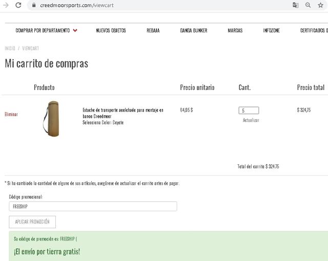 Creedmoor Sports checkout page showing Creedmoor Sports promo code box | Screenshot taken by SimplyCodes community member on Aug 26, 2020