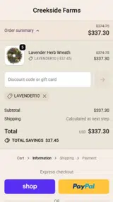 Creekside Farm coupon verification screenshot