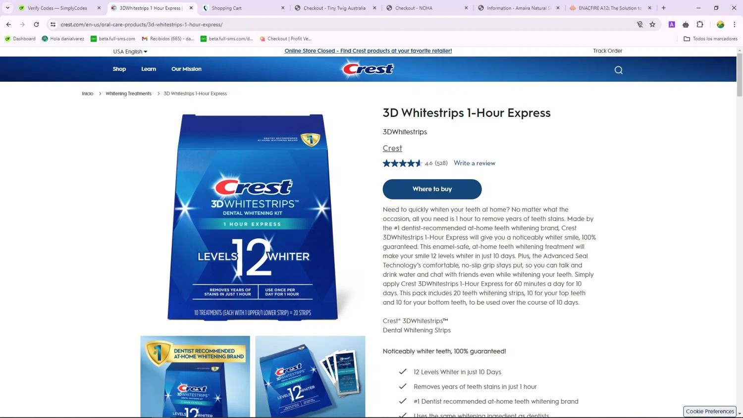 Crest checkout page showing Crest discount code box | Screenshot taken by SimplyCodes community member on Jun 7, 2024