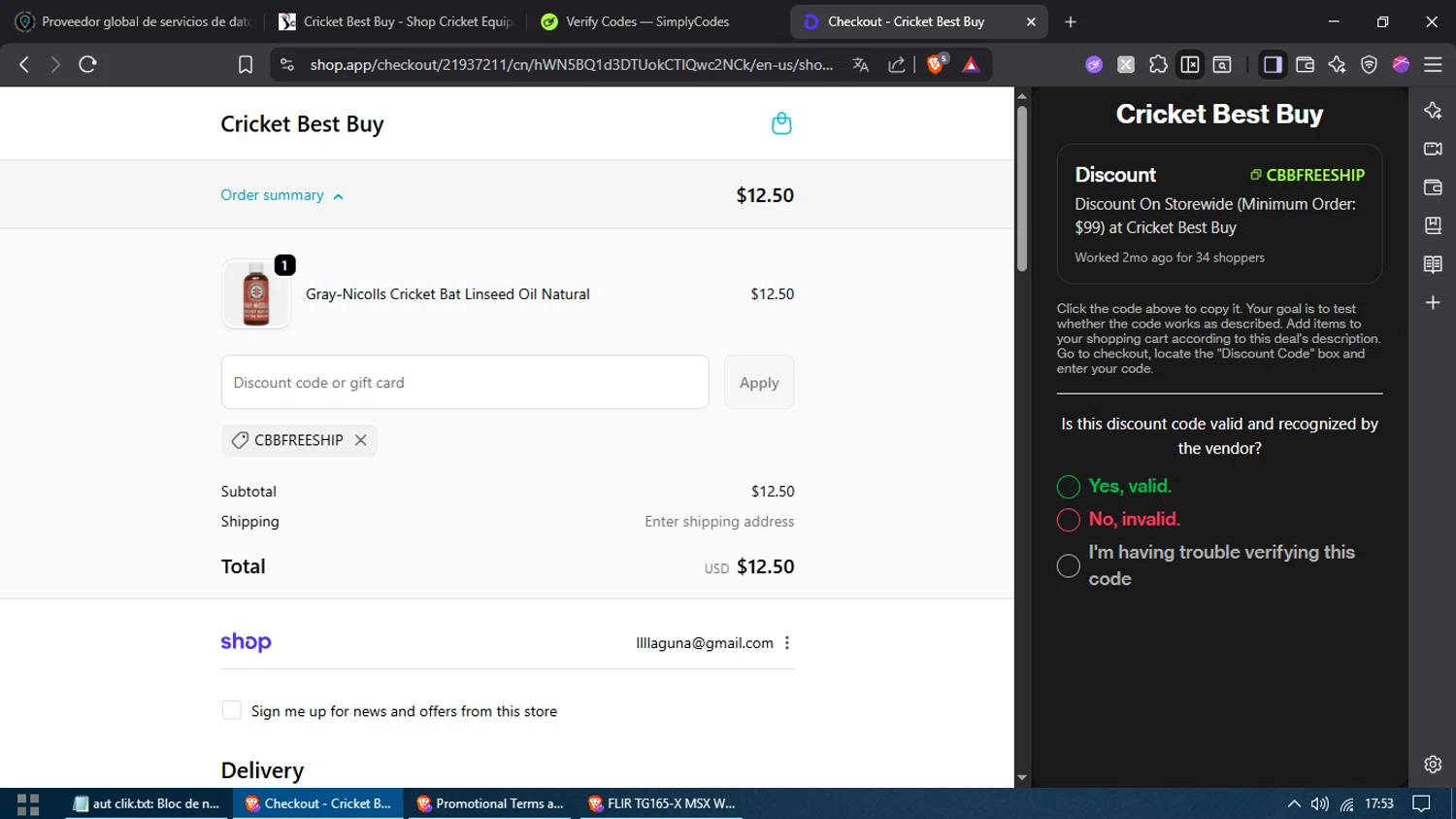 Cricket Best Buy coupon code screenshot showing code CBBFREESHIP applied at Cricket Best Buy checkout page. Uploaded by SimplyCodes community member Boruto on Nov 11, 2025