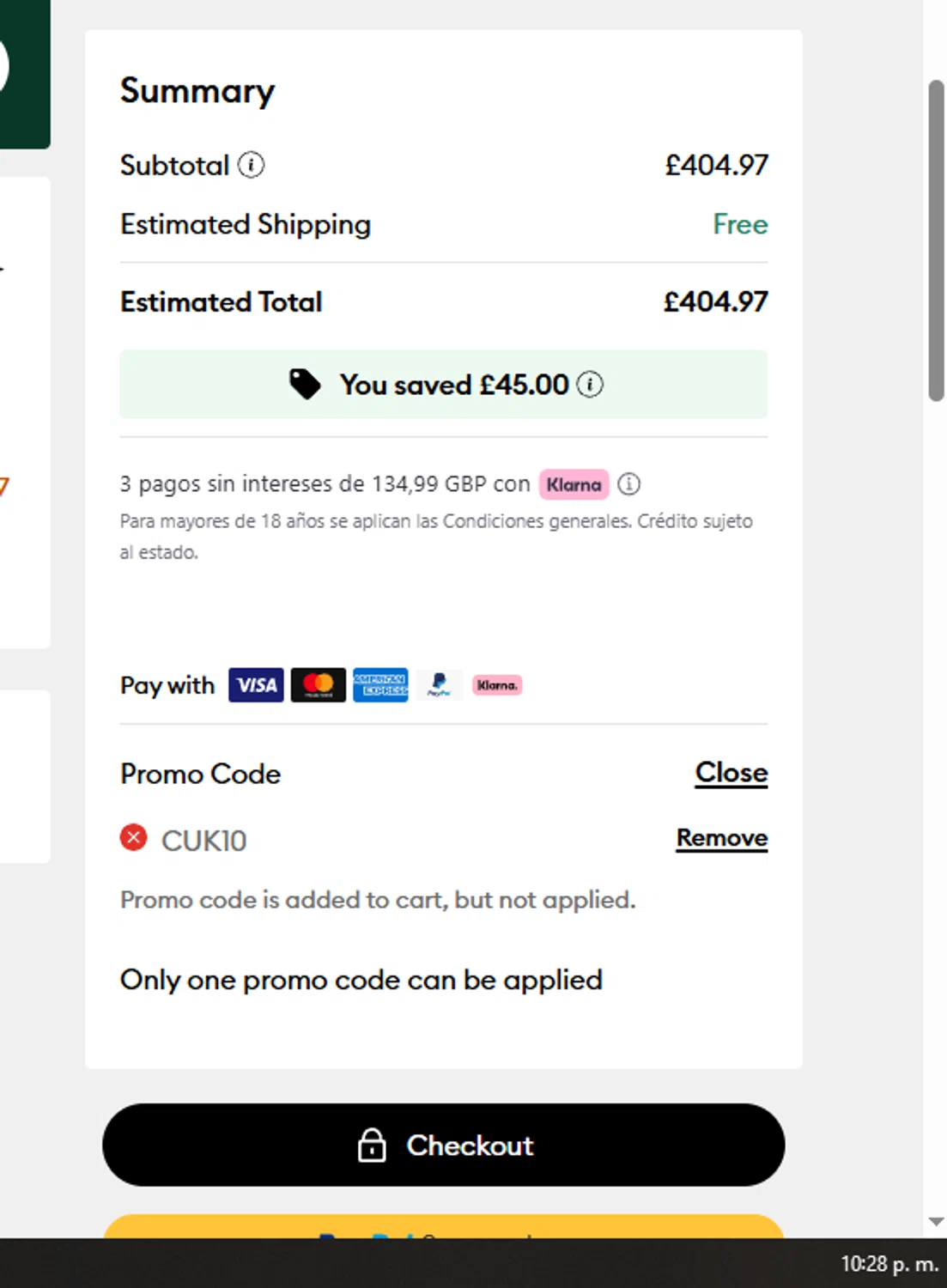 Cricut coupon code screenshot showing code CUK10 applied at Cricut checkout page. Uploaded by SimplyCodes community member ElAuronPlay on Mar 17, 2025