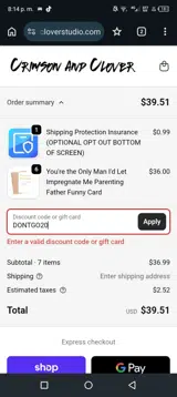 DONTGO20 coupon verification screenshot