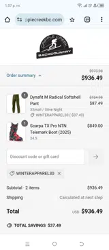 WINTERAPPAREL30 coupon verification screenshot