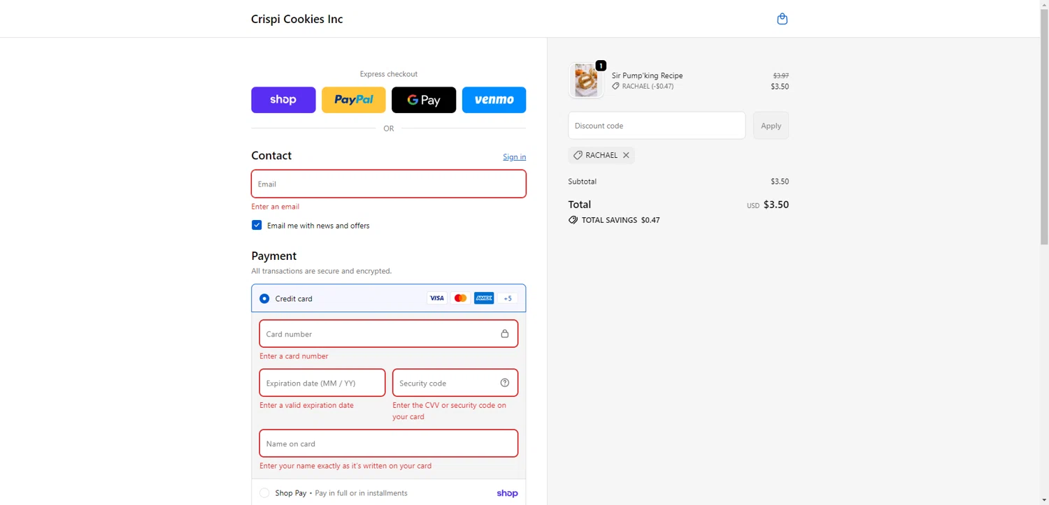 CRISPI discount code screenshot showing code RACHAEL applied at CRISPI checkout page. Uploaded by SimplyCodes community member ValiantAce1810 on Jan 21, 2026