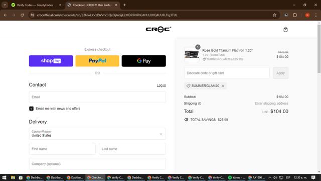 CROC Hair Professional checkout page showing CROC Hair Professional promo code box | Screenshot taken by SimplyCodes community member on Jul 4, 2024