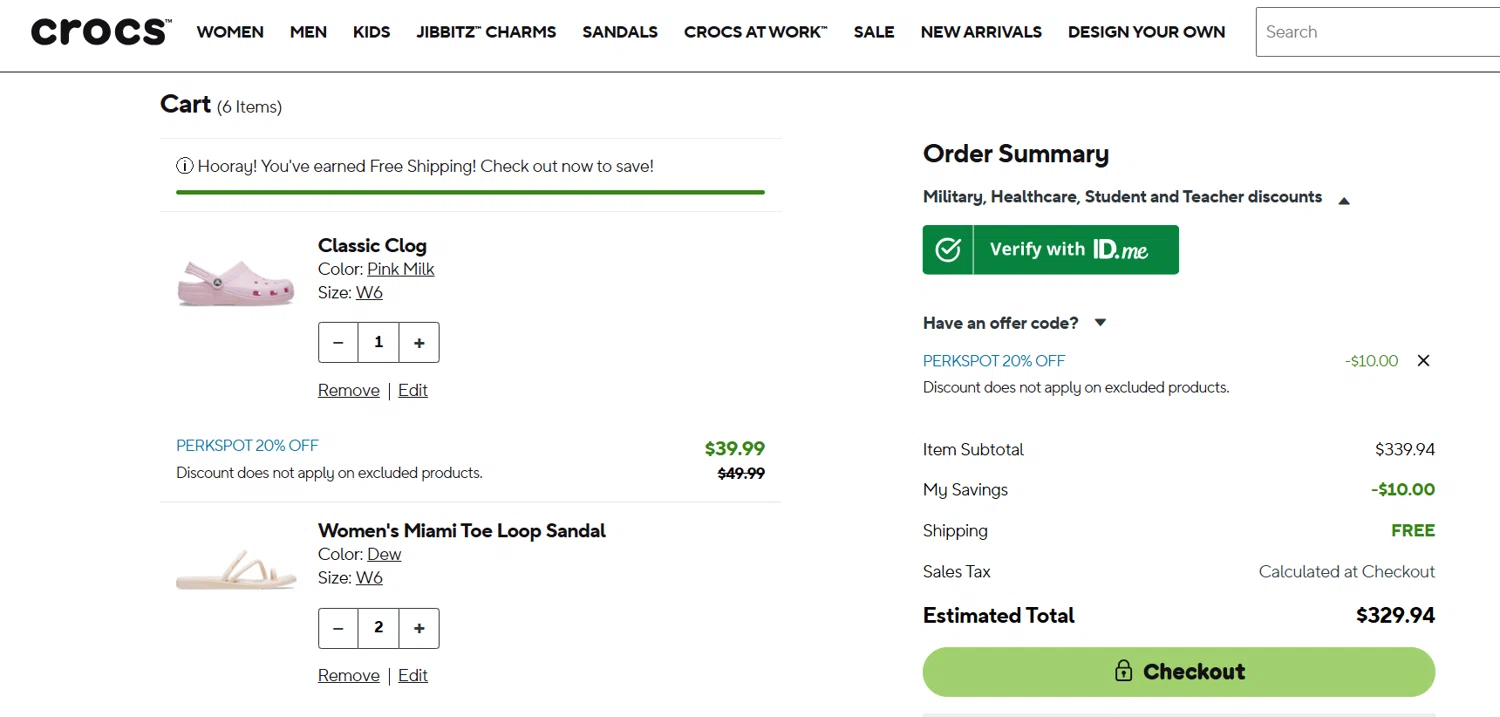 crocs free shipping no minimum