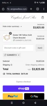 Summer15 coupon verification screenshot