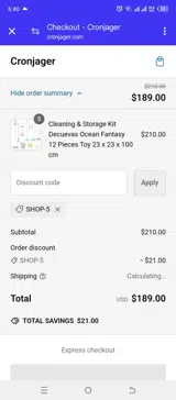 SHOP-5 coupon verification screenshot