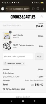 DZPRODUCTIONS coupon verification screenshot