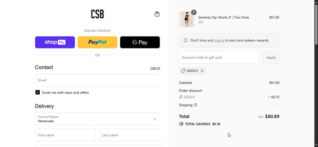 Crop Shop Boutique US checkout page showing Crop Shop Boutique US promo code box | Screenshot taken by SimplyCodes community member on Aug 24, 2025