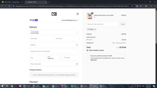 Crop Shop Boutique US checkout page showing Crop Shop Boutique US promo code box | Screenshot taken by SimplyCodes community member on Aug 26, 2025