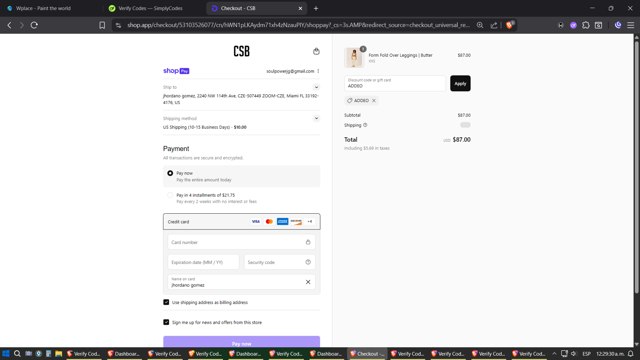 Crop Shop Boutique US checkout page showing Crop Shop Boutique US promo code box | Screenshot taken by SimplyCodes community member on Aug 27, 2025