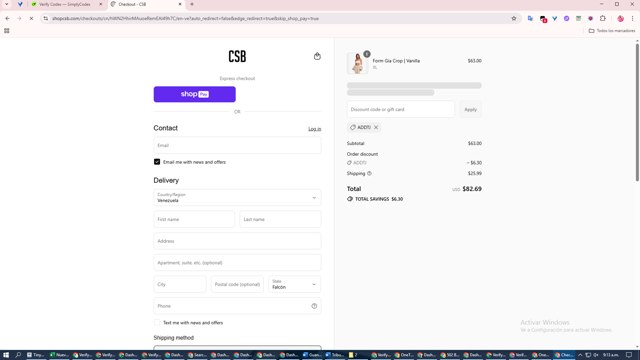 Crop Shop Boutique US checkout page showing Crop Shop Boutique US promo code box | Screenshot taken by SimplyCodes community member on Aug 27, 2025