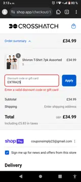 EXTRA25 coupon verification screenshot