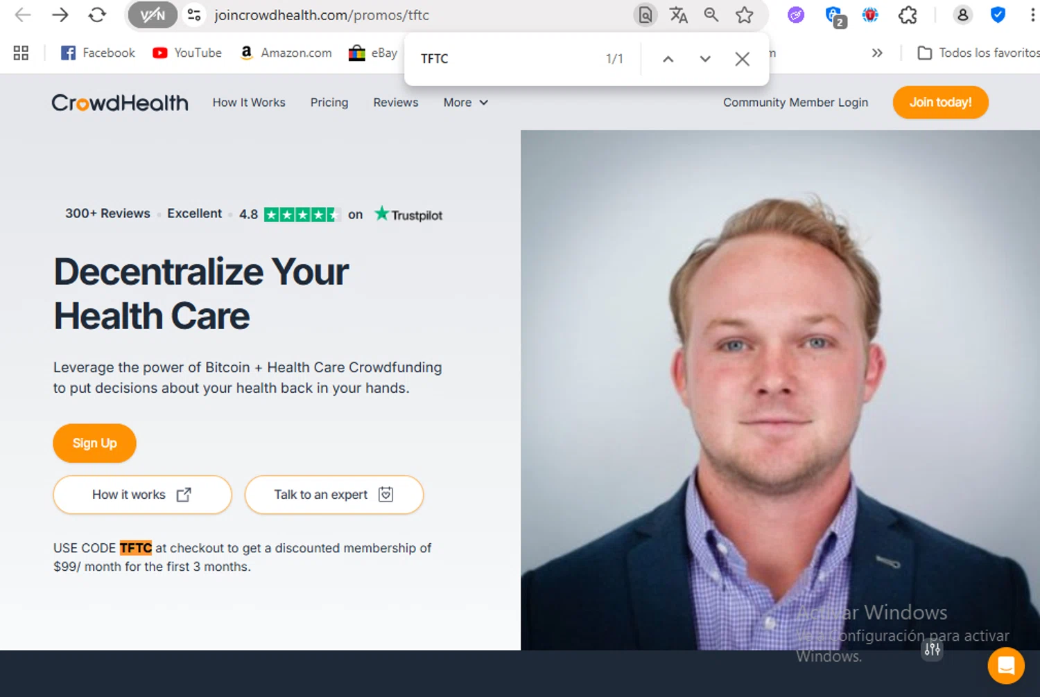CrowdHealth promo code screenshot showing code TFTC applied at CrowdHealth checkout page. Uploaded by SimplyCodes community member FrancyB on Aug 26, 2025
