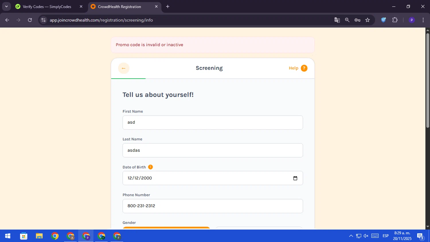 CrowdHealth promo code screenshot showing code KETOSNACKZ applied at CrowdHealth checkout page. Uploaded by SimplyCodes community member RebateScout6612 on Nov 20, 2025