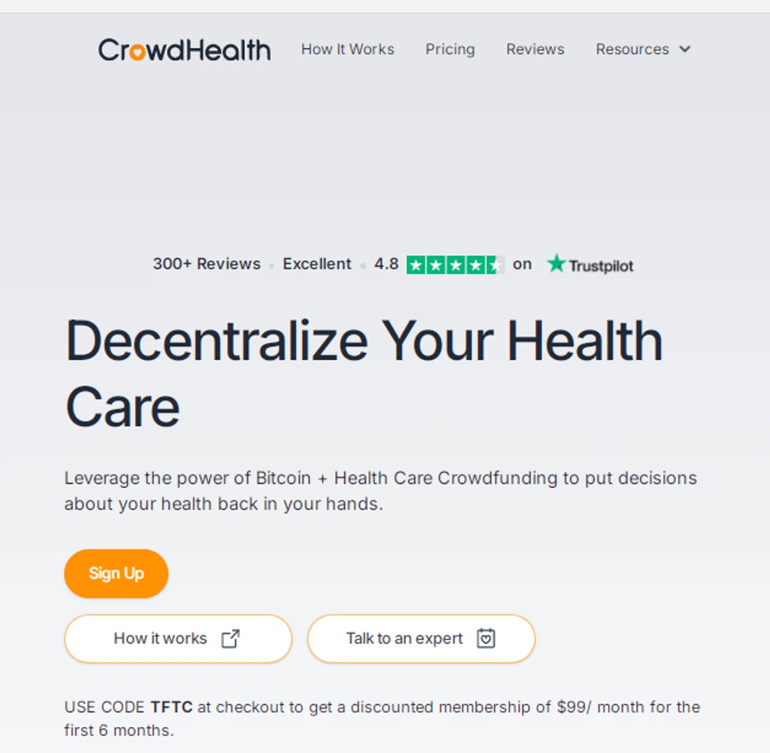 CrowdHealth promo code screenshot showing code TFTC applied at CrowdHealth checkout page. Uploaded by SimplyCodes community member carlosrivero on Apr 22, 2025