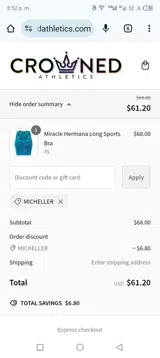 Micheller coupon verification screenshot