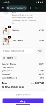 Hello10 coupon verification screenshot