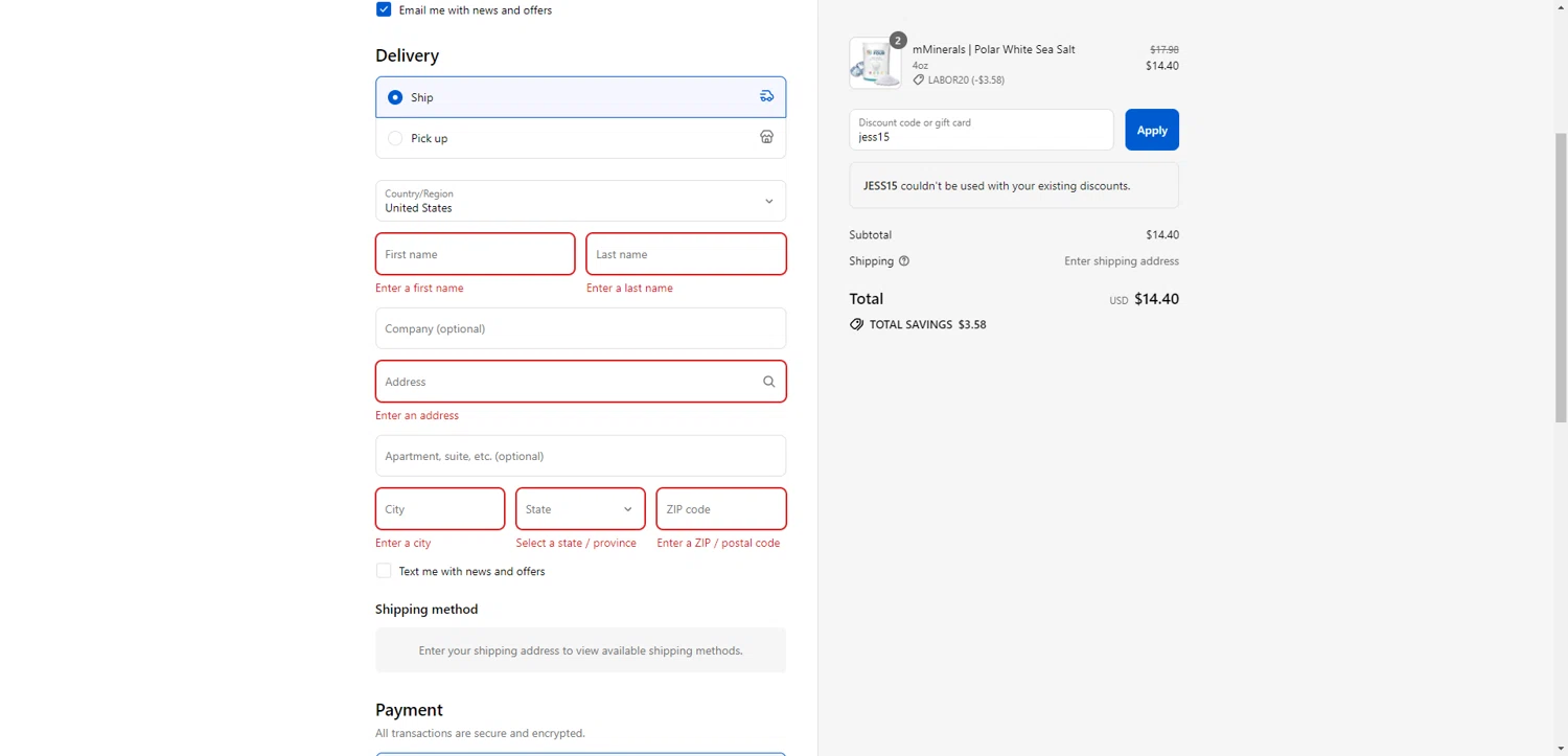 Crucial FOUR discount code screenshot showing code jess15 applied at Crucial FOUR checkout page. Uploaded by SimplyCodes community member RewardTitan728 on Sep 2, 2025