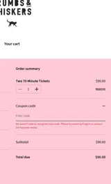 WELCOMEBACK20 coupon verification screenshot