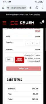 CFH coupon verification screenshot