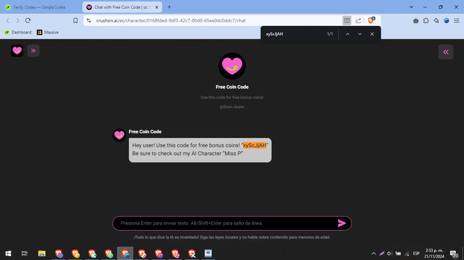 CrushonAI checkout page showing CrushonAI promo code box | Screenshot taken by SimplyCodes community member on Nov 21, 2024