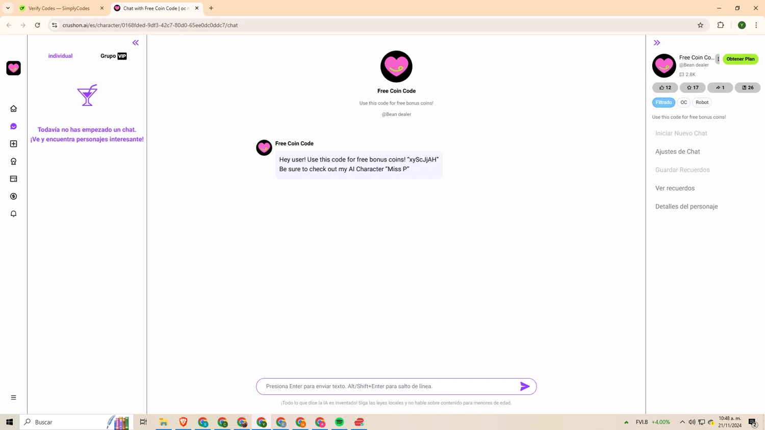 CrushonAI checkout page showing CrushonAI promo code box | Screenshot taken by SimplyCodes community member on Nov 21, 2024