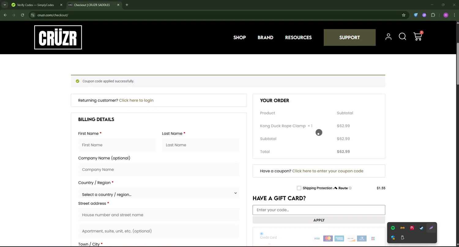 CRUZR SADDLES promo code screenshot showing code REVIVE applied at CRUZR SADDLES checkout page. Uploaded by SimplyCodes community member PennyWizard1195 on Jun 25, 2025