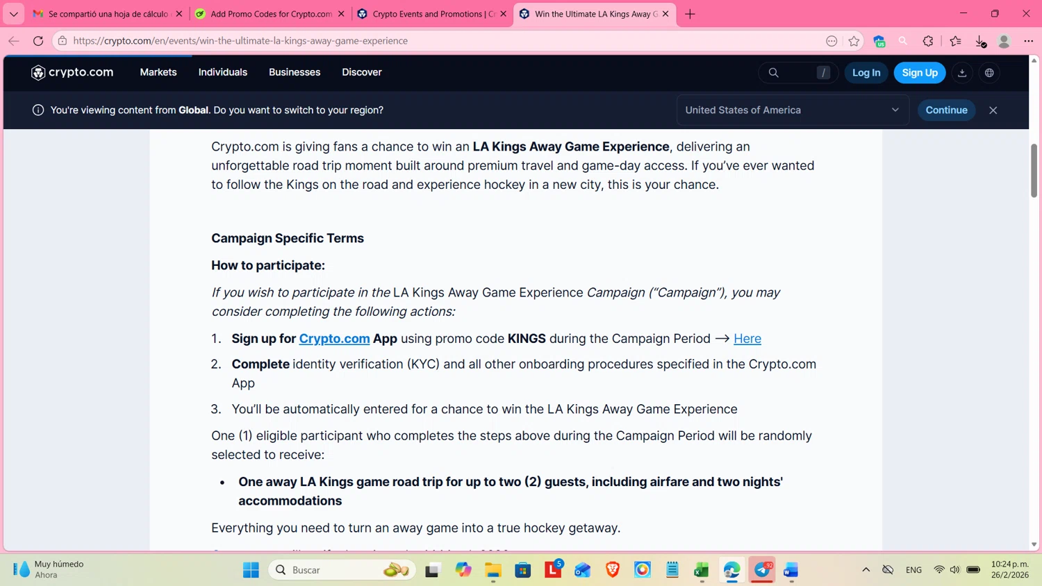 Crypto.com promo code screenshot showing code KlNGS applied at Crypto.com checkout page. Uploaded by SimplyCodes community member cosita on Feb 27, 2026