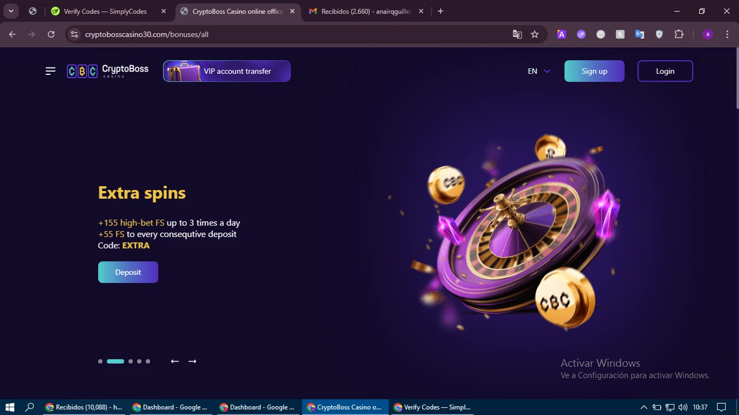 Cryptoboss Casino checkout page showing Cryptoboss Casino promo code box | Screenshot taken by SimplyCodes community member on Aug 10, 2025