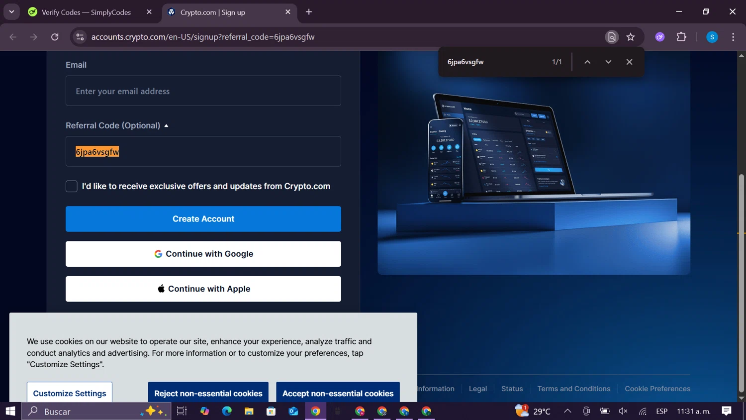 Crypto.com Tax checkout page showing Crypto.com Tax promo code box | Screenshot taken by SimplyCodes community member on Oct 13, 2025