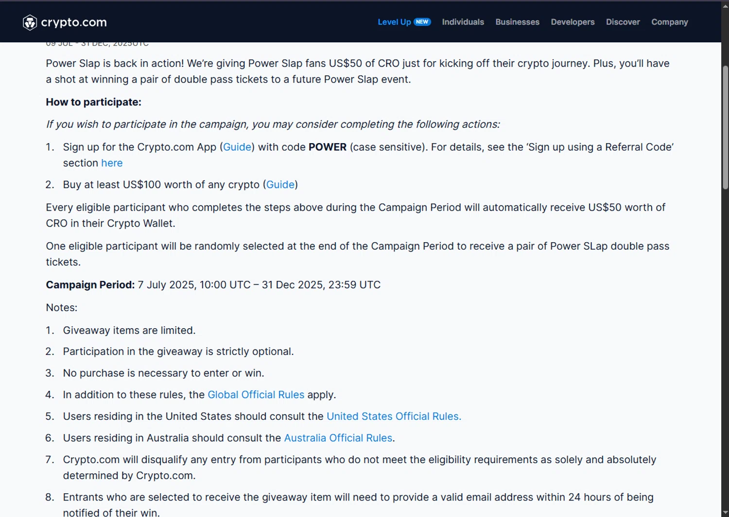 Crypto.com Tax promo code screenshot showing code POWER applied at Crypto.com Tax checkout page. Uploaded by SimplyCodes community member VoucherFinder3467 on Sep 12, 2025