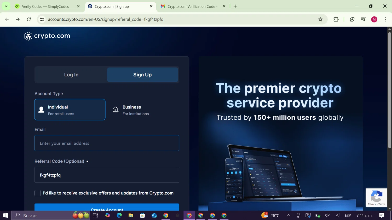 Crypto.com Tax checkout page showing Crypto.com Tax promo code box | Screenshot taken by SimplyCodes community member on Oct 19, 2025