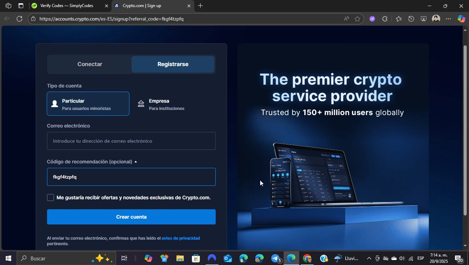 Crypto.com Tax checkout page showing Crypto.com Tax promo code box | Screenshot taken by SimplyCodes community member on Sep 20, 2025