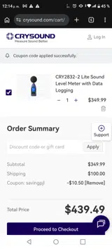 CRYSOUND coupon verification screenshot