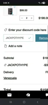 JACKPOTHYPE coupon verification screenshot