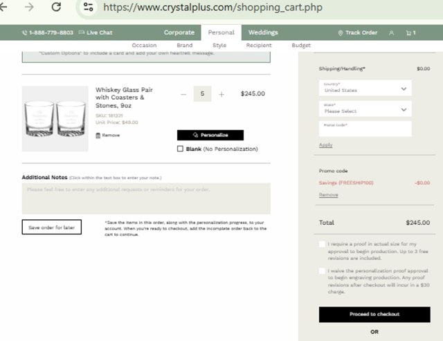 Crystal Plus checkout page showing Crystal Plus promo code box | Screenshot taken by SimplyCodes community member on Aug 27, 2025