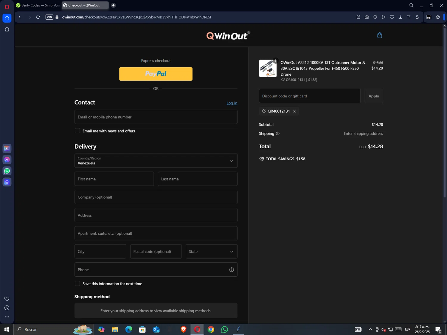 Crystal Springs Resort promo code screenshot showing code VC83956 applied at Crystal Springs Resort checkout page. Uploaded by SimplyCodes community member GrimmKing on Feb 26, 2025