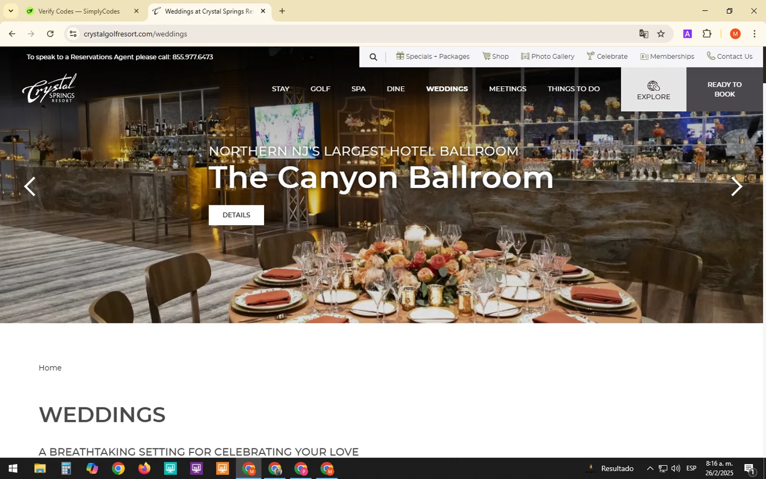 Crystal Springs Resort promo code screenshot showing code VC83956 applied at Crystal Springs Resort checkout page. Uploaded by SimplyCodes community member ExtraordinaryDefender1444 on Feb 26, 2025