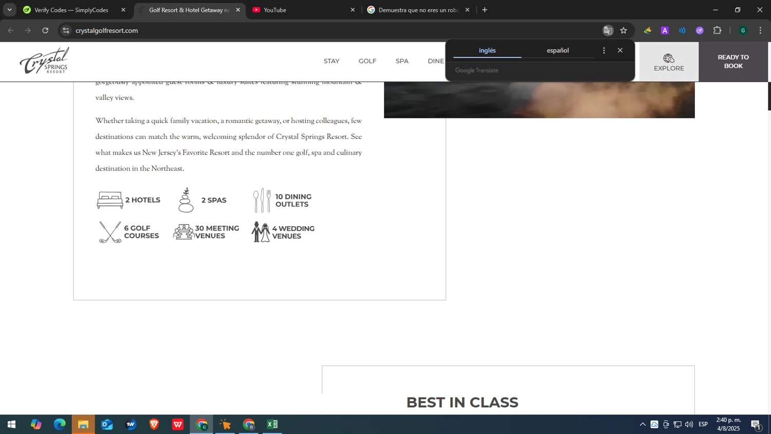 Crystal Springs Resort promo code screenshot showing code 10%OFF applied at Crystal Springs Resort checkout page. Uploaded by SimplyCodes community member yasabesssss on Aug 4, 2025