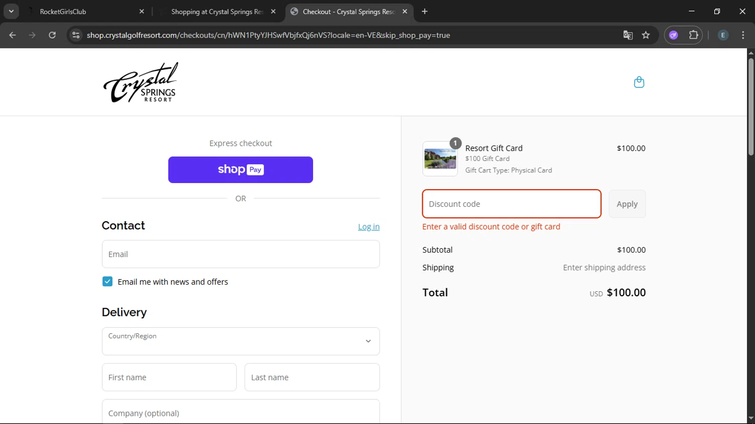 Crystal Springs Resort promo code screenshot showing code 20%OFF applied at Crystal Springs Resort checkout page. Uploaded by SimplyCodes community member LegendaryFox9861 on Aug 4, 2025